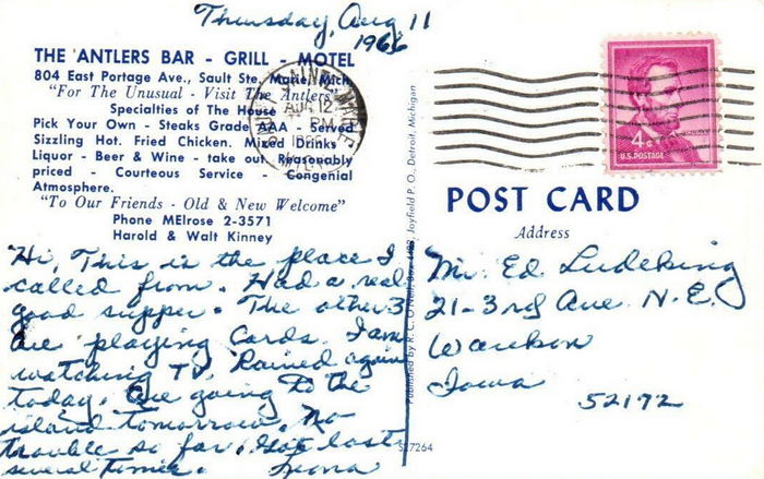 Antlers Restaurant (Motel and Cabins) - Old Postcard (newer photo)